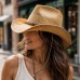 Straw Cowboy Hats: Raffia Straw w/ Tea Stained - Natural - HT-8158NT